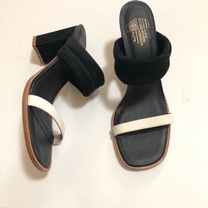 Charlotte Stone Sz 9 Black Square Toe Block Heel